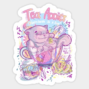 Tea Addict fun and totally rad Kit-tea Sticker